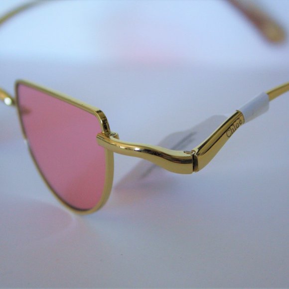Chloe Gold Metal Frame pink Lens Sunglasses CE158S NEW main image 4